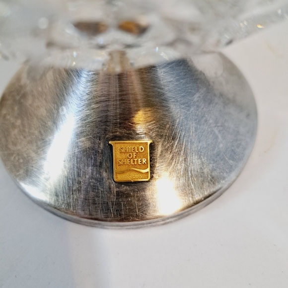 Vintage Made In USA Wallace Silver Pedestal Crystal Candy Trinket Dish‎ - Picture 2 of 5